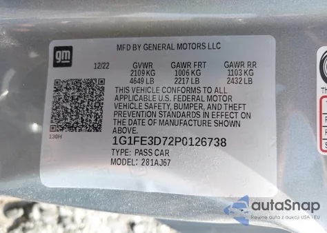 2023 Chevrolet Camaro Rwd 1Ss from USA, damaged, VIN 1G1FE3D72P0126738